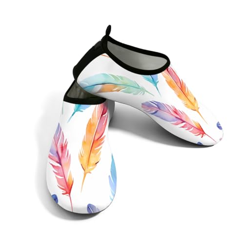 Zapatos acuáticos de plumas de pájaro de acuarela para mujeres y hombres, zapatos de natación de secado rápido con suela TPR antideslizante, calcetines ligeros para playa, calcetines acuáticos para