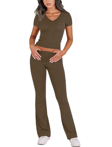 Ensemble de salon 2 pièces avec legging de yoga pliable et haut court chicyes