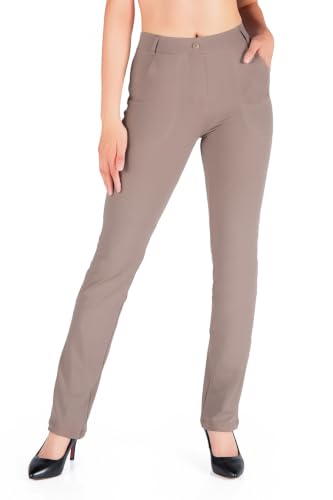 Image of Yogipace Women's Straight Leg Yoga Dress Pants for Work, 27 inch-37 inch Inseams