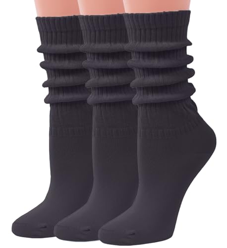 Image of Women's Ruffle Frilly Slouchy Socks, Soft Cotton Cute Solid Color Crew Socks Light Blue