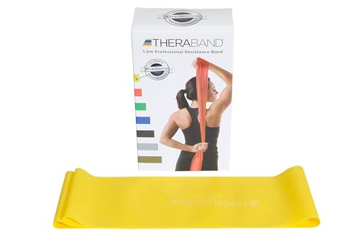 Image of TheraBand Latex-Free Professional Resistance Band Loop Yellow, 4 in x 5 Ft, Extra Heavy Band for Strength Training, Stretching and Physical Therapy