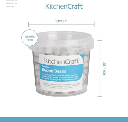 KitchenCraft Ceramic Baking Beans for Blind Baking Pastry, Washable and Reusable, Heatproof Ceramic, 5g