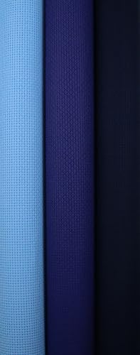 Image of KCS 3 pc of 15 inch x 18 inch(38cmx45cm) 11 Count Cross Stitch Cotton Aida Cloth Needlework Rolled Fabric Box,11CT,Light Blue+Royal Blue+Navy Blue