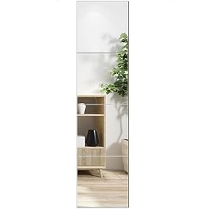 Full Length Wall Mirror Tiles – 10″ x 10″ x 4Pcs Frameless Full Body Mirror Tiles Wall Mounted Mirror for Home Gym Vanity Bedroom, Living Room