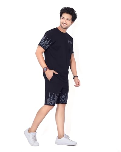 Image of WEET Cotton T-Shirt and Shorts Set for Men,Night Wear for Men,Men's Pyjama Set 114
