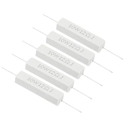 Image of PATIKIL 5Pcs 12 Ohm Resistors, 10W Ceramic Cement Resistor Power Cement Resistor Kit Tolerance 5% for Power Adapters Audio Computer TV Circuit Board