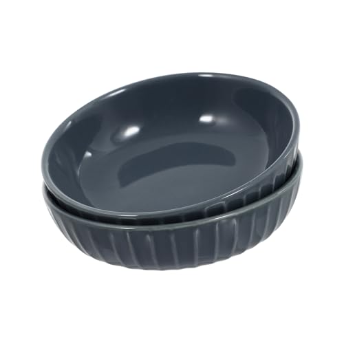 GRIRIW Ceramic Sauce Dipping Bowls Condiment Containers Skid-resistant Stripe Patterns