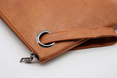 Image of Amaze Women's Oversized Envelope Clutch Purse, Large PU Leather Evening Bag with Wristlet Strap for Wedding & Party