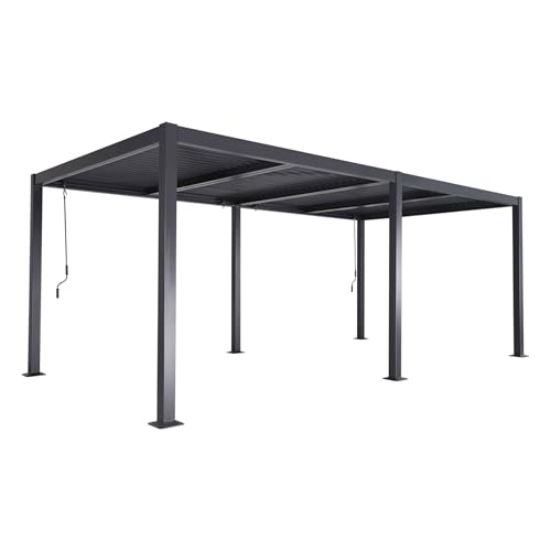 Lame regolabili sweeek Pergola bioclimatica 3x6m in Alluminio e Acciaio, lamelle orientabili, Antracite