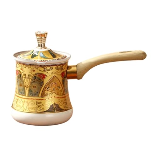 YunJove Cafetera de acero inoxidable con tapa segura mango aislante contra el calor boquilla precisa anti-desbordamiento para calentar leche té mantequilla y, 550ml