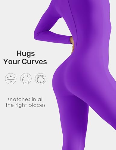 Image of speerise Women Bodysuit Rompers Long Sleeve Jumpsuits Leotards One Piece Tummy Control Yoga Workout Outfits
