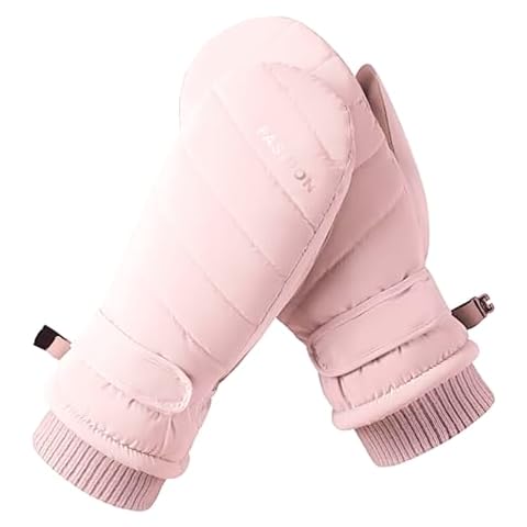 IZUS Women Ski-Gloves Non-Slip-Leather Mittens - Plus-Velvet-Thickened Mitt Waterproof Cold-Weather Gloves Outdoor Winter Cover