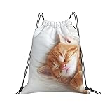 Mochila con Cordón Gato Sueño Gatito Senderismo Bolsas De Cuerdas Unisex Mochila Cuerdas Casual Gym Bag para Vacaciones Playa Compras M