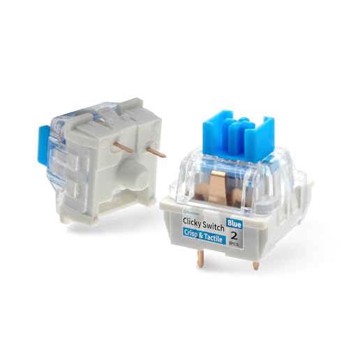 Image of Nadadora 2 PCS Blue Mechanical Keyboard Switches, Dustproof 3 Pin Clicky Tactile MX Compatible Key Switches, Transparent Housing for Switch Tester, Keyboard Testing & Fidget Clicker
