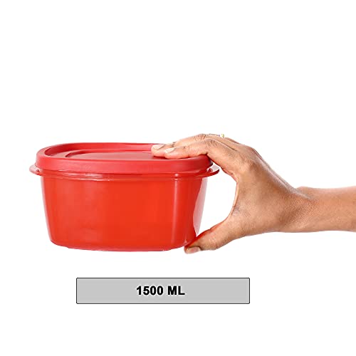 Image of Cutting EDGE Snap Tight Eco Plastic Container Set for Pickle, Sauces, Spices, Dry Fruits, Travelling, 12-Pieces (1.5 L, Red)