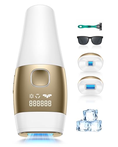 21J Épilateur Lumière Pulsée avec Fonction de Refroidissement, Épilateur Laser Indolore à 2 Modes, pour Visage, Aisselles, Zone Bikini et Épilation...