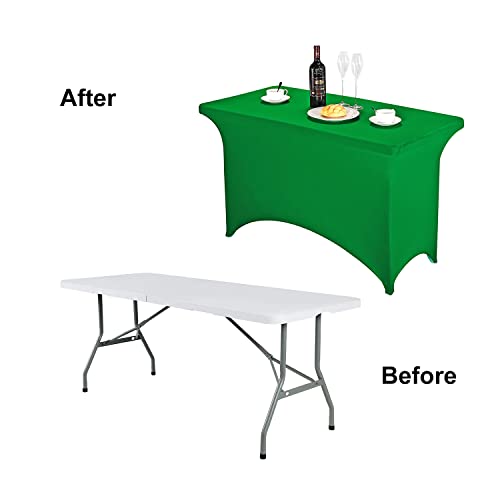Image of FORLIFE Spandex Table Covers,Fitted Tablecloth for Rectangular Tables, Stretch Patio Table Covers, Universal Spandex Table Cover for Wedding, Banquet, Party (4ft, Emerald)