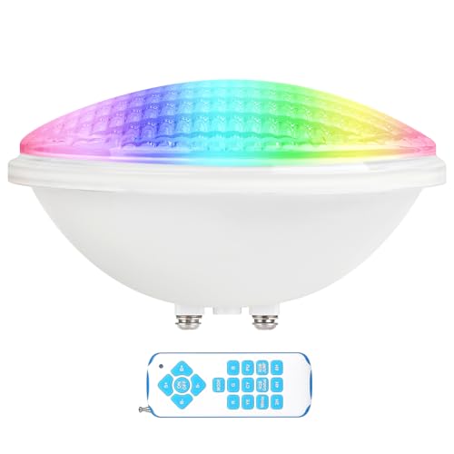 KWODE RGB Poolbeleuchtung, 54W PAR56 Pooscheinwerfer Timing 2/4/6H avec télécommande, LED Lampe de piscine IP68 imperméable, 12V AC/DC