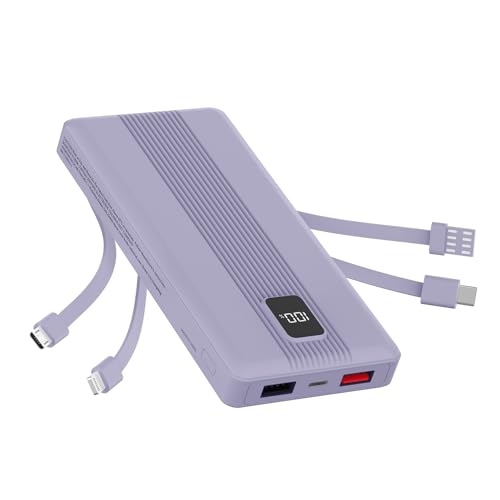 Cargador portátil 10000mAh con 4 cables integrados y carga rápida 22.5W