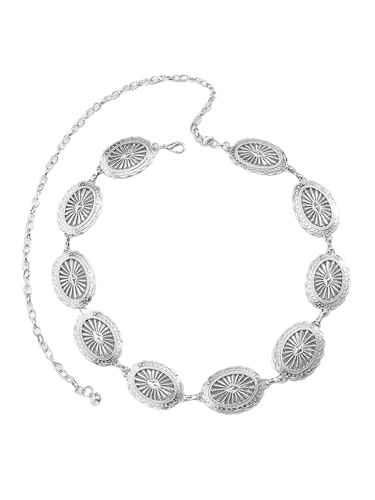 SHENHE Women's Western Metal Concho Cowgirl Vintage Country Chain Belt for Jeans Dresses