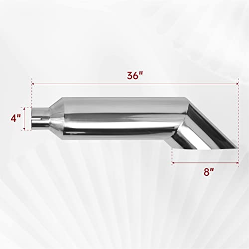 Fgjqefg 4 Inch Inlet 8 Inch Outlet Polished Stainless Steel Miter Angle Cut Diesel Smoker Exhaust Stack Tip Diesel Exhaust Tip(Stack Smokers 4" Id Inlet 36" Long) #TOP1