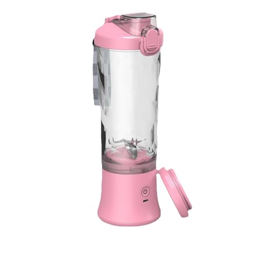 Meichoon Licuadora Eléctrica Portátil Tamaño Personal Vaso de Zumo 600ml/21oz Grifo 6-Cuchillas para Batidos Frutos Secos Zumos Verduras LB34 Rosa