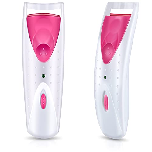 2 Pieces Heated Eyelash Curler Electric Eyelash Curlers Painless Safety Design With Double Silicone Curling Pad For Women Long Lasting Naturally Eyelashes (Pink) #TOP20