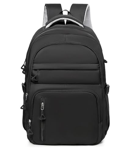 Image of Glowic® Unisex Laptop Backpack – Water-Resistant Polyester, Multiple Compartments with 15.6″ Laptop & iPad Sleeve, Lightweight 400 g, Breathable Mesh Back for Office, College & Travel (BlackH)