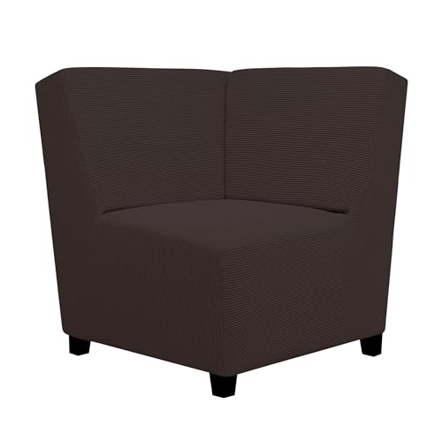 Image of Easy-Going Stretch Sectional Corner Sofa Slipcover 1-Piece Couch Sofa Cover Furniture Protector Soft with Elastic Bottom for Kids, Pet, Spandex Jacquard Fabric Chocolate