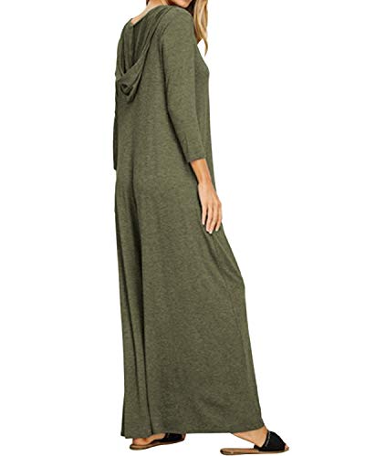 Jacansi Women's V-Neck Casual Long Sleeve/Short Sleeve Maxi Dress Hoodie Pocket Dress3