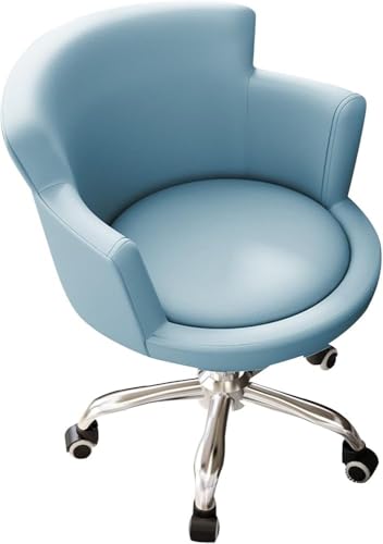 Image of PU Leather Swivel Mid Back Office Chair Ergonomic Executive Desk Chair with Adjustable Height Commercial Grade Computer Desk Chair for Home Office Study Room Vanity Dressing Area Makeup Studio(Blue)