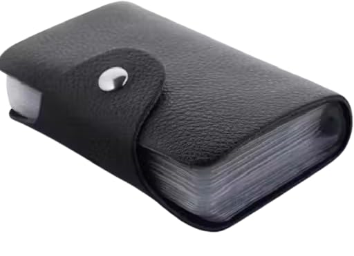Accordion Card Holder Wallet with Snap Button Closure, Multi Slot Credit Card Organizer with Plastic Sleeves for Cards and IDs (Black)-picture-42