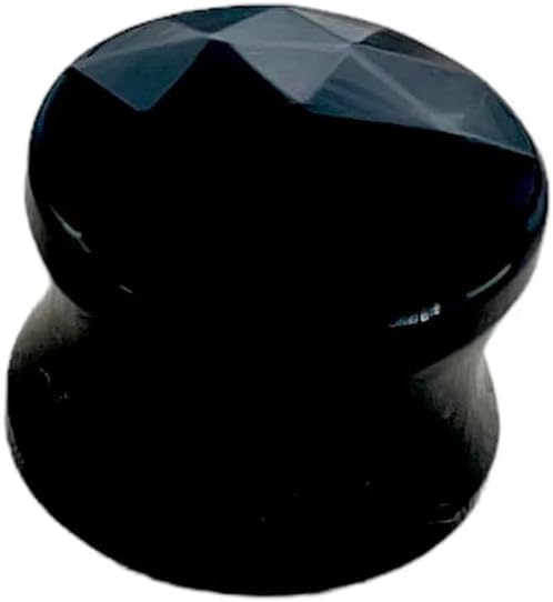 Natural Black Onyx Gemstone Double Flared Faceted Ear Plugs | Handmade Stone Gauges | Organic Body Piercing Jewelry | Stretching Plugs for Ears | Unisex Onyx Ear Tunnel Pair
