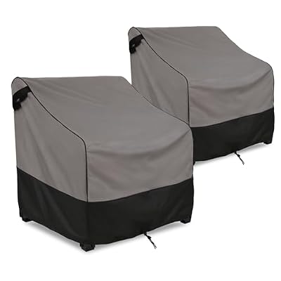 FORSPARK Patio Furniture Covers Waterproof for Outdoor Chairs , Heavy Duty Lawn Chair Covers 2 packs, Fits up to 33 W x 34 D x 31 H Inches-Grey & Black