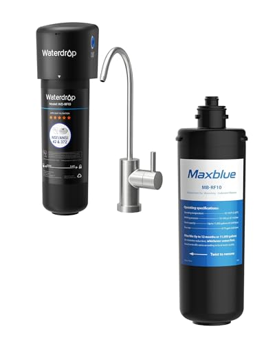 Waterdrop 10UB Under Sink Water Filter and Maxblue RF10 Water Filter, 11K Gallons High Capacity, Replacement for Waterdrop 10UA/10UB Under Sink Water Filtration System