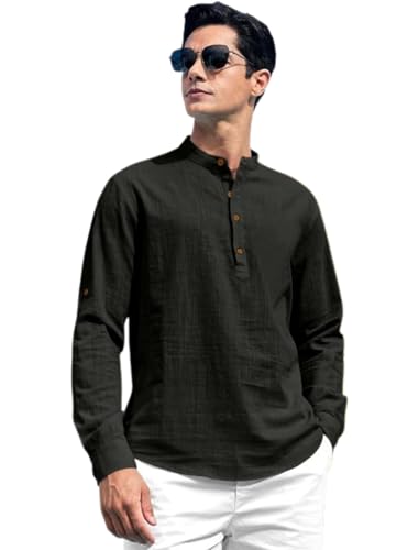 Image of ROYALSCOUT Combo of Men's Solid Cotton Blend Full Sleeve Straight Kurta Shirt (Pack of 2)