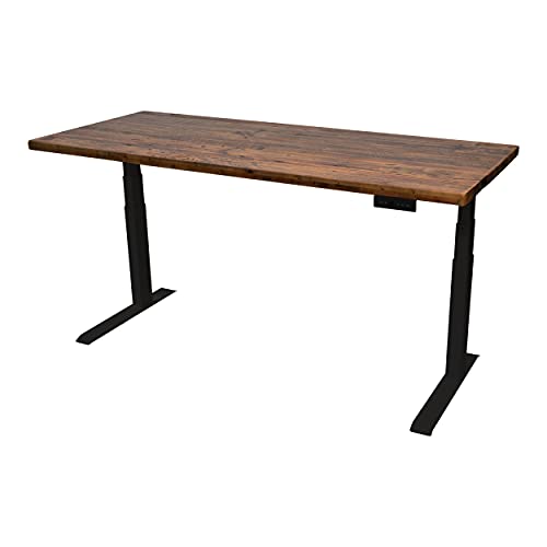 Image of Stand Up Desk Store Reclaimed Wood Electric Adjustable Height Standing Desk with Programmable Memory (Black Frame /Natural Fir Top, 71 inch Wide)