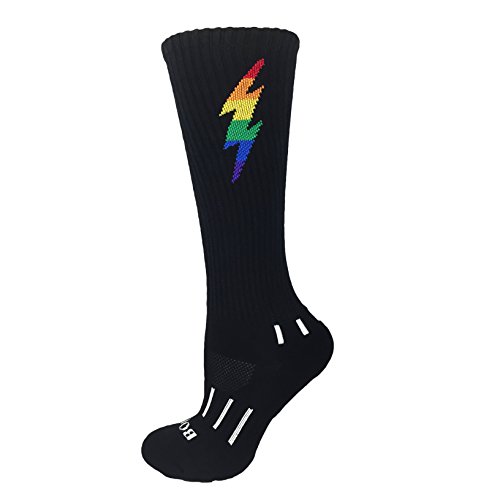 Youth Black with Rainbow Knee-High Lightning Insane Bolt Soccer Socks2