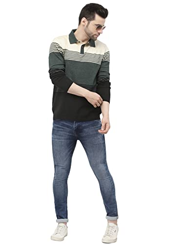Image of Kalt Mens Basic Solid Full Sleeves Polo Cotton Blend Knitted Regular Fit Polo-Neck T-Shirts with Collar Stylish