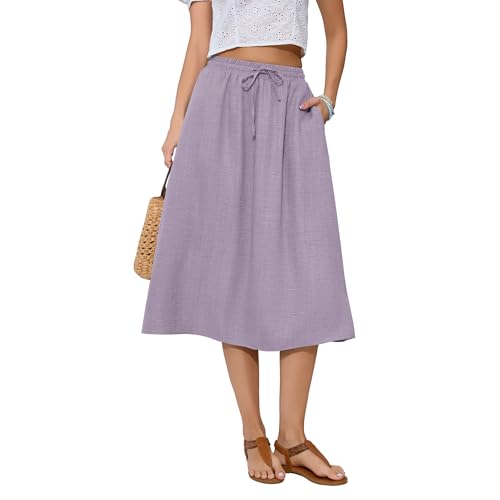 Image of Witsmile Women's Summer Pleated High Waisted Casual Flowy Skirt Pockets