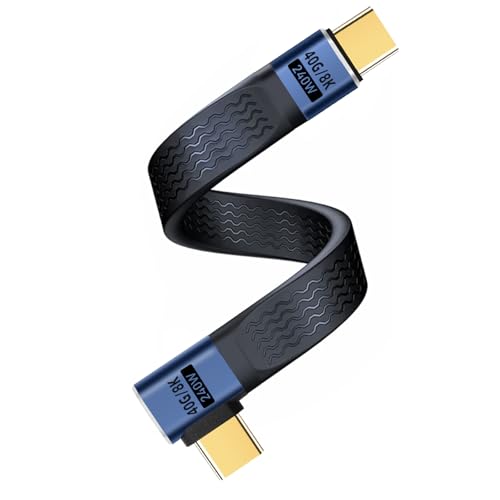 Gbformat 240W PD Cable USB4.0 C Corto de Carga Rápida USB C Macho a USB C Macho 90° ángulo, 40Gbps Cable USB C Corto de 