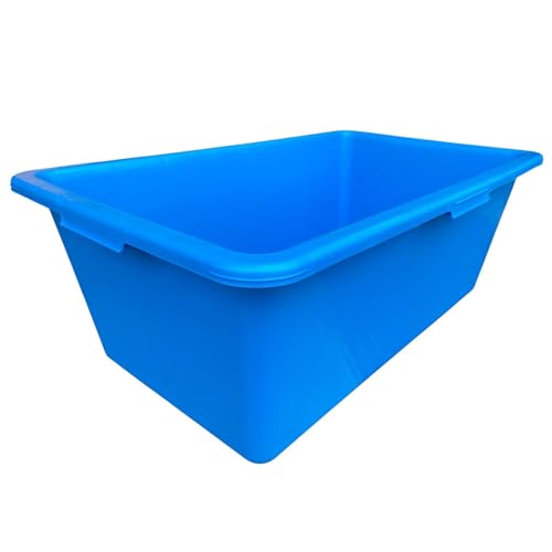 Image of 90L Heavy Duty Plastic Tub Blue Rectangular Multipurpose Utility Trough Approx 20 Gallon Dog Bath Horse Water Trough Livestock Feed Bucket Farm Stable Workshop Garden Storage Easy Clean