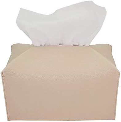 Premium Tissue felt Leather Covers, Decorative Square Tissues Dispenser Clear Cover holders for Toilet bathroom Box Holder, Rectangular unique Paper facial dispensor organizer for car (Cream Ivory)