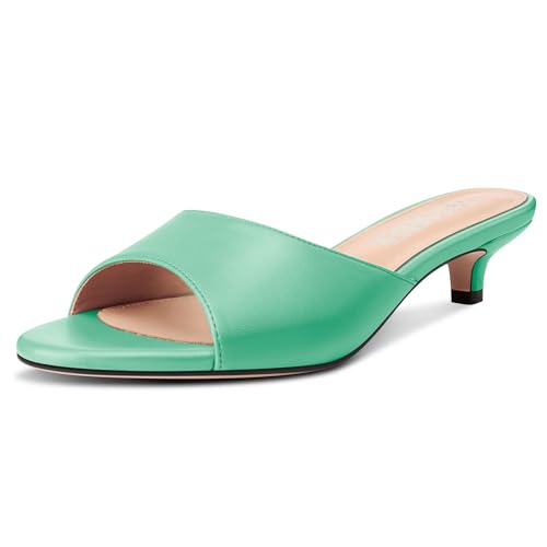 Image of TNYNFBEB Womens Low Kitten Heel Open Toe Sandals Mules Shoes Slingback Prom Party Dress Summer 1.4 Inches Heels