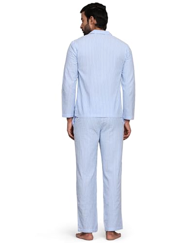 Image of B STORIES Men's 100% Cotton Full Sleeve PJ Set - Checkered Nightwear Set | Soft Loungewear | Comfortable Sleepwear | Stylish Casual Home Wear Shirt & Pant (S-XXL)