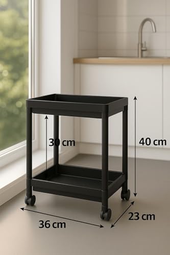 Sas Haus Flex Elite Pro 2 Katlı Siyah Tekerlekli Çok Amaçlı Banyo & Mutfak Düzenleyici Raf – Evye Altı Deterj Siyah 40 X 35 - Görsel 2