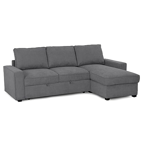 BUDWING Nina Sofá Cama 3 Plazas Chaise Longue Reversible (Lado Izquierdo o Derecho), con Almacenaje, en Tejido de Poliéster, Dimensiones Totales 239cm(Ancho) x153,5cm(Fondo) x86,5cm(Alto)