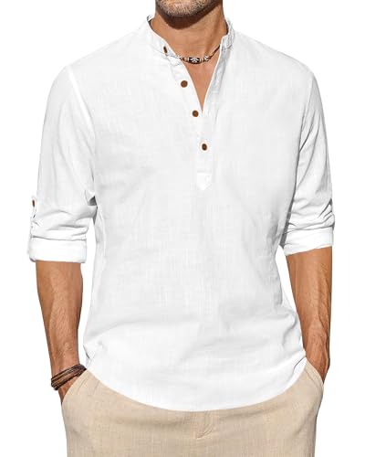 Image of Zombom Men's Cotton Blend Solid Full Sleeve Short Kurta Shirt with Mandarin Collar
