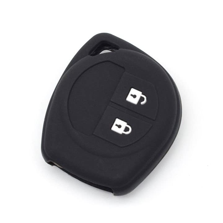 Guance Silicon LM Key Cover for S-Presso,Swift,SX4,DZire,Ignis,Alto,Vitara Brezza,Celerio,Ertiga,Ciaz,SCross,Baleno,Ritz 2 Button Key Cover (Black)