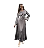 Modest Satin Maxi Dress for Women Long Sleeve Floor Length Evening Gown Hijab Friendly A Line Formal Dress Empire Waist Elegant Blue Muslim Occasion Wear
